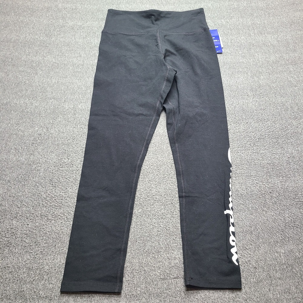 Champion Leggings Womens Medium Black New Script Logo High Rise Yoga Exercise